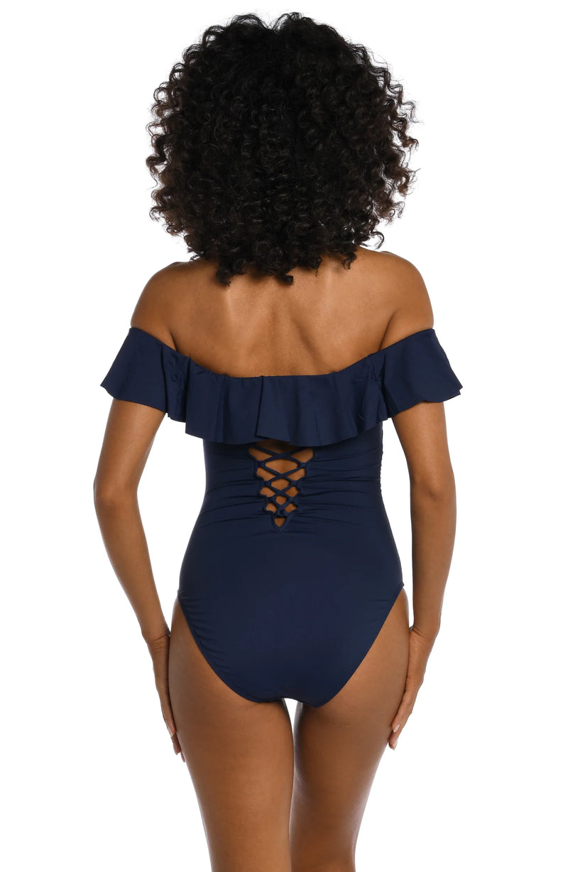 La Blanca Off Shoulder One Piece Indigo