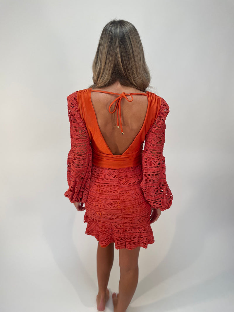 Patbo Crochet Mini Dress Tangerine