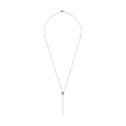 Rosie Fortescue Silver Dot Chain Necklace with Aqua Stone